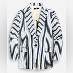 J Crew Classic Willa Blazer white/blue stripe size 6. EUC. Coastal Preppy Office